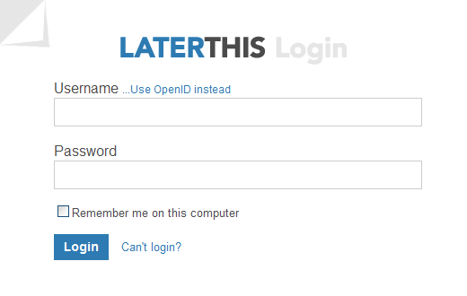 LaterThis login form design example