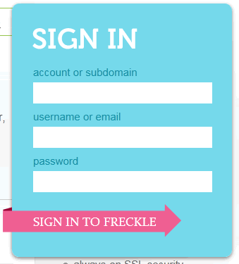 Freckle login form design example