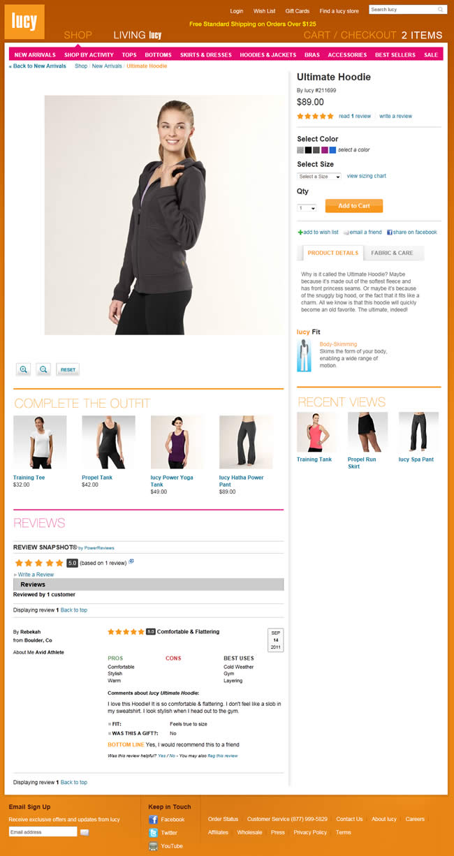 lucy ecommerce product page design example