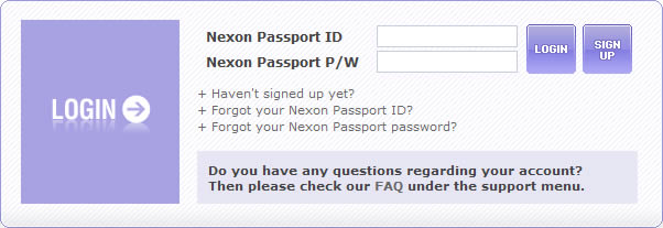 Nexon login form design example