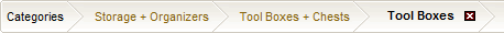 Northern Tool + Equipment breadcrumb trail navigation design example