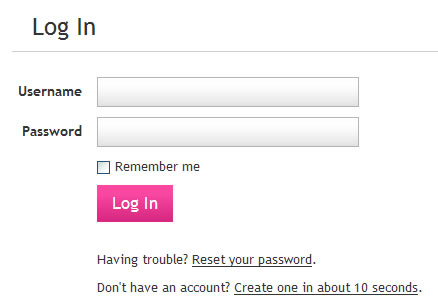 Odeo login form design example
