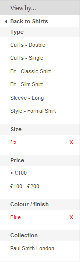 Paul Smith faceted navigation design example
