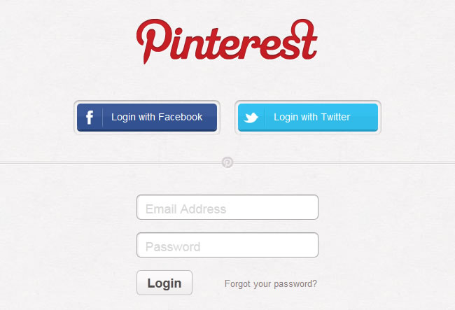 Pinterest login form design example