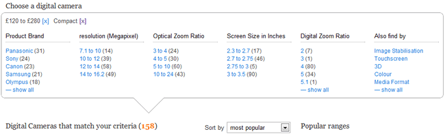 reevoo faceted navigation design example