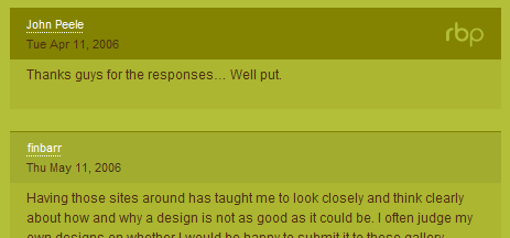 Rockbeatspaper blog comment design example