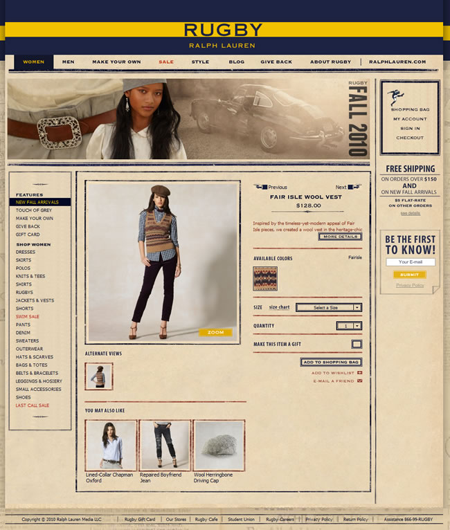 Ralph Lauren Rugby ecommerce product page design example