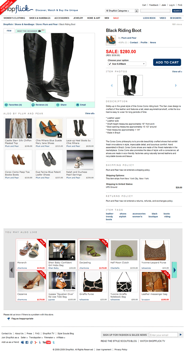 Shopflick ecommerce product page design example