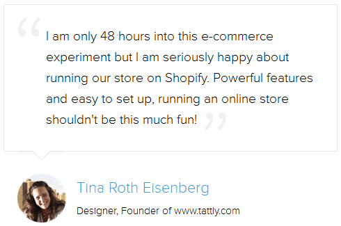 Shopify pull quote design example