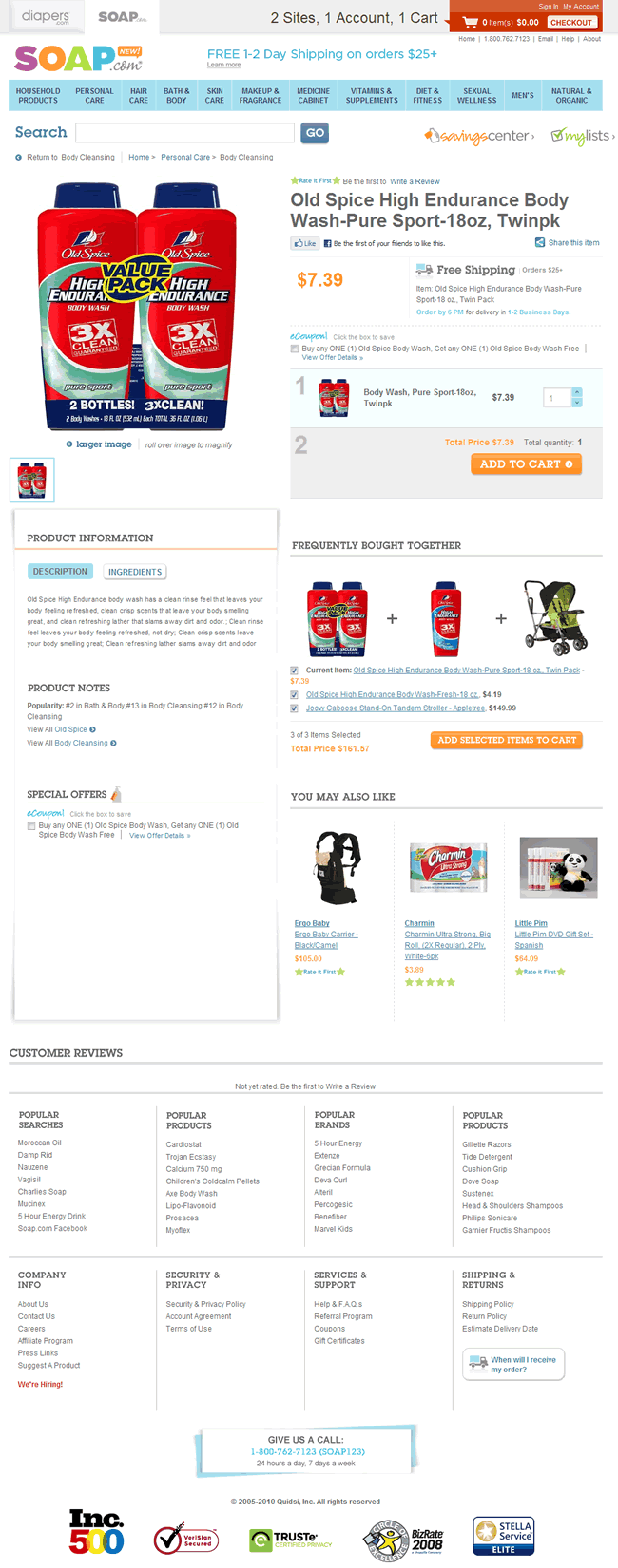 Soap.com ecommerce product page design example