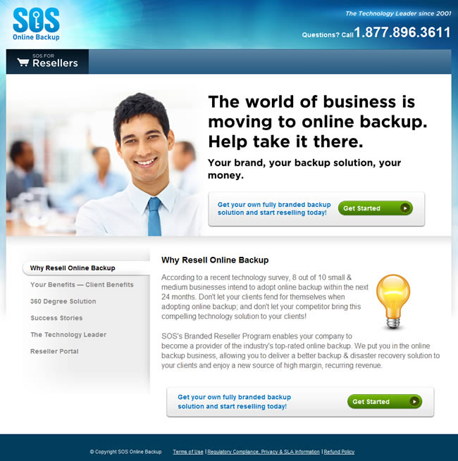 SOS Online Backup landing page design example