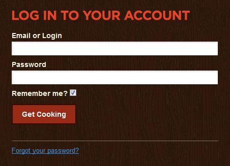 Tasty Planner login form design example