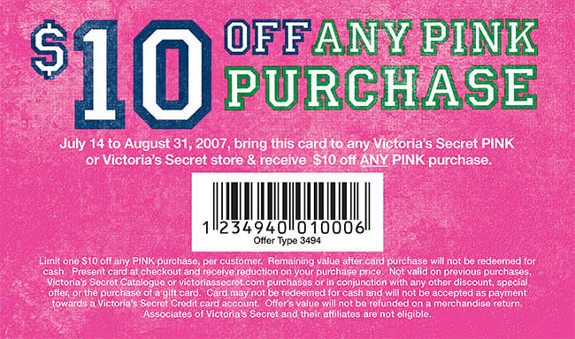 Victoria's Secret online coupon design example