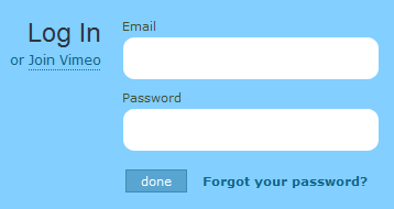Vimeo login form design example