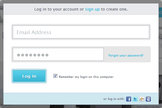 Virb login form design example