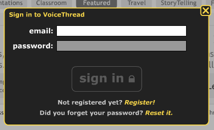 VoiceThread login form design example