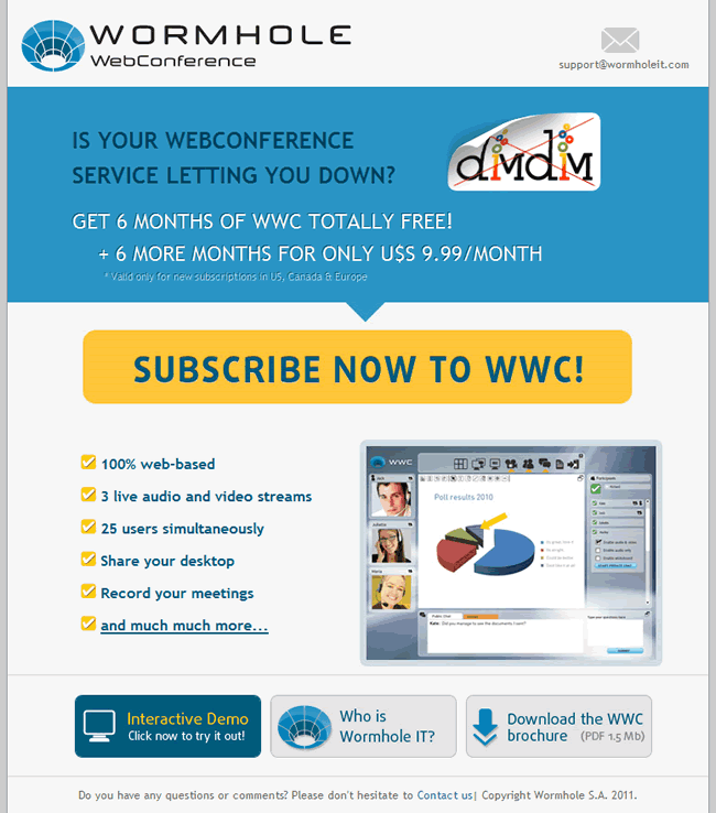 Wormhole Web Conference landing page design example