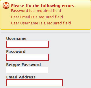 Widgetbox web form error message design example