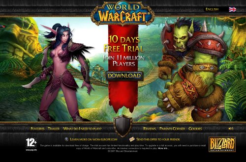 World of Warcraft (EU) free trial landing page