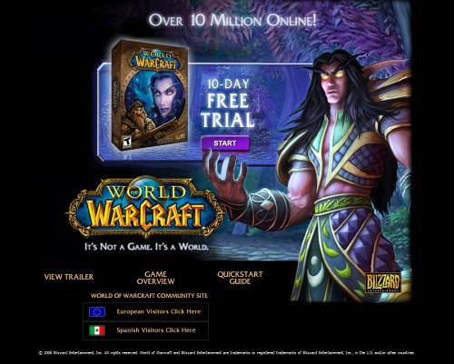 World of Warcraft free trial landing page