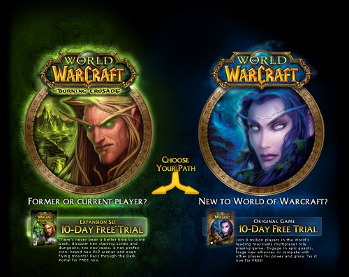 World of Warcraft: Burning Crusade free trial landing page