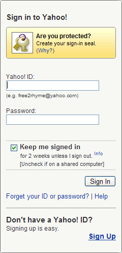 Yahoo! login form design example