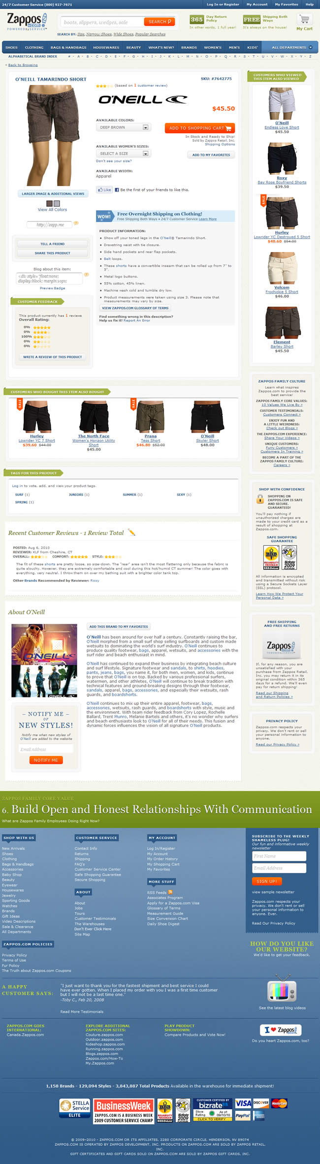 Zappos.com ecommerce product page design example