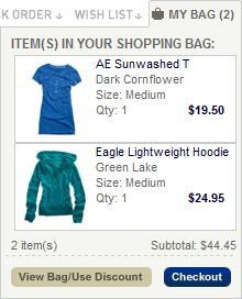 American Eagle Outfitters mini shopping cart design example