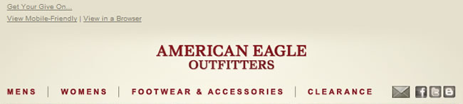 American Eagle Outfitters email header design example