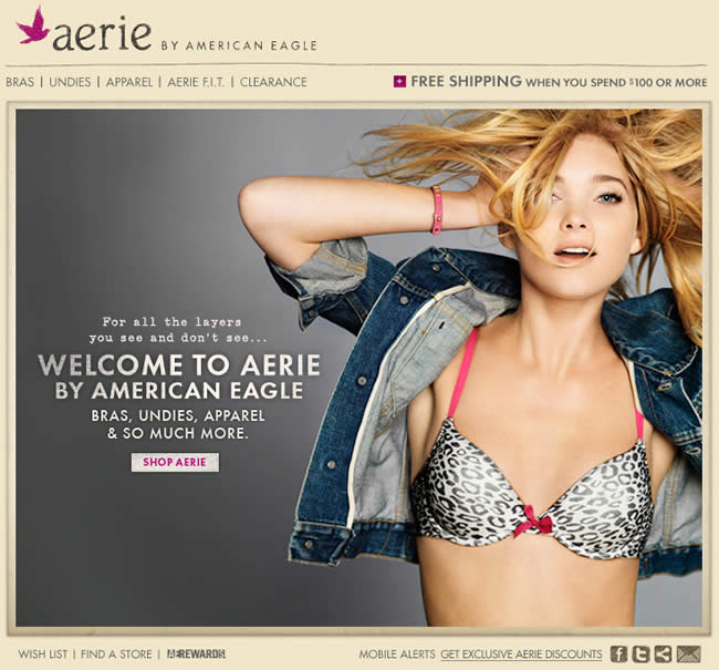 aerie welcome email design example