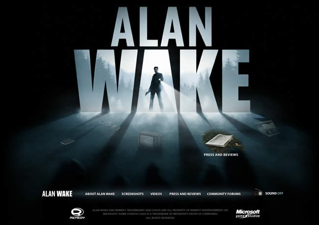 Alan Wake video game website design example