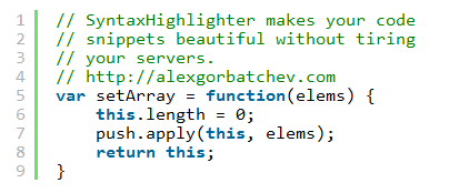 SyntaxHighlighter code sample design example