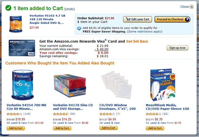 Amazon mini shopping cart design example