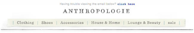 Anthropologie email header design example