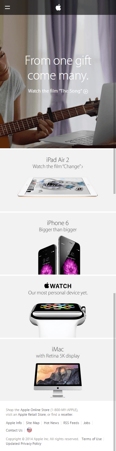 Apple mobile ecommerce home page design example