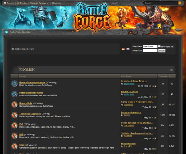 BattleForge forum design example