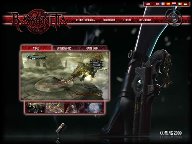 Bayonetta video game website design example