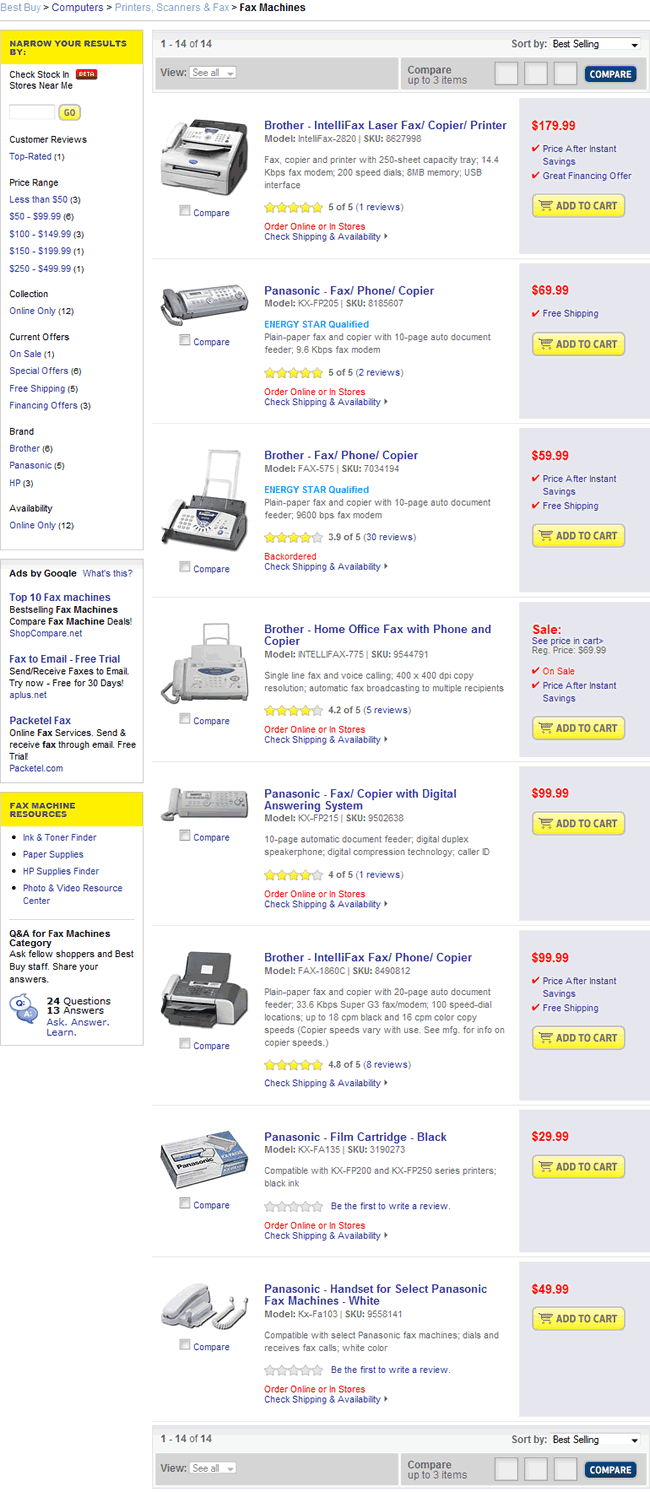 Best Buy ecommerce gallery page design example