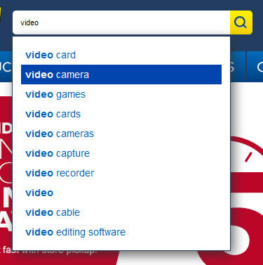 BestBuy search auto-complete design example