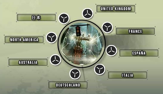Bionic Commando website country selector design example