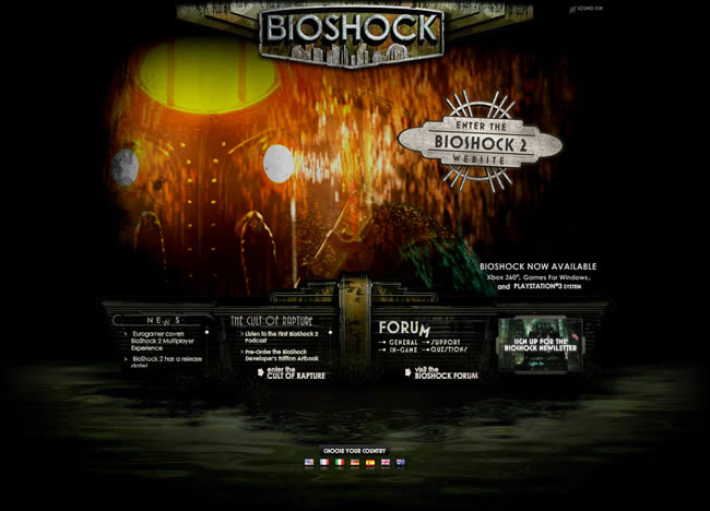 Bioshock 2 video game website design example