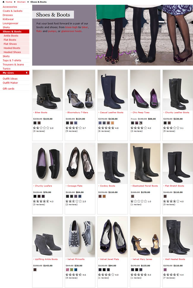 Boden USA ecommerce gallery page design example