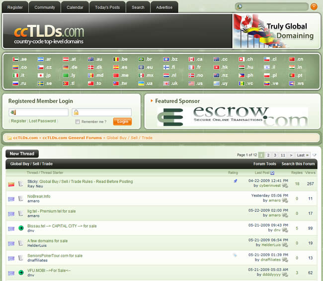 ccTLDs.com forum design example