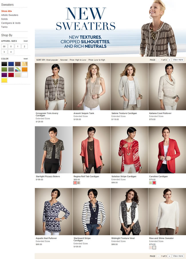 Chico's ecommerce gallery page design example