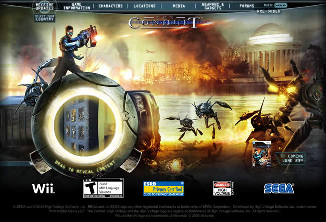 The Conduit video game website design example