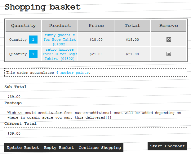 Cosmicsoda shopping cart design example