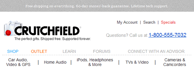 Crutchfield email header design example