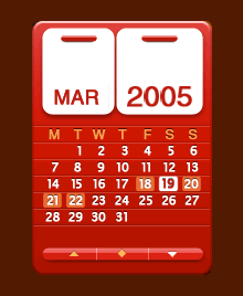 Dashboard Datebook 2005 v2.0 calendar design example