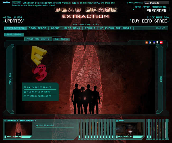 Dead Space video game website design example