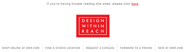 Design Within Reach email header design example